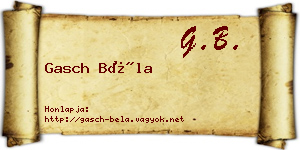 Gasch Béla névjegykártya